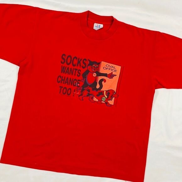 Vintage 90’s Bill Clinton & George Bush Parody Political Short Sleeve Tee - Picture 2 of 7